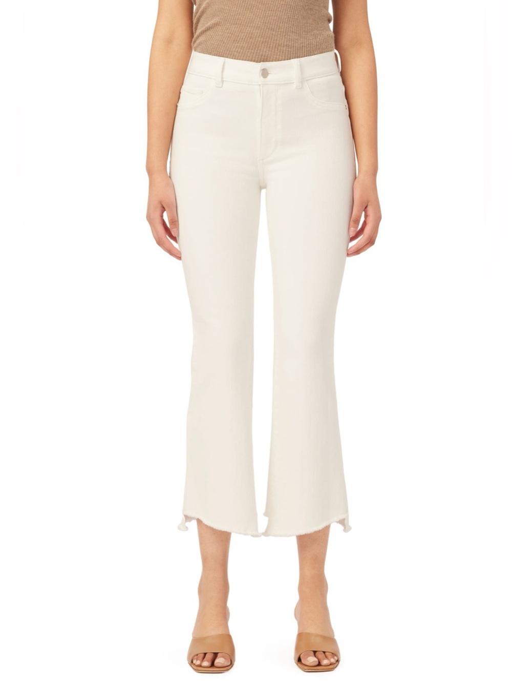 DL1961 Bridget Instasculpt High Waist Asymmetric Raw Hem Ankle Bootcut Jeans